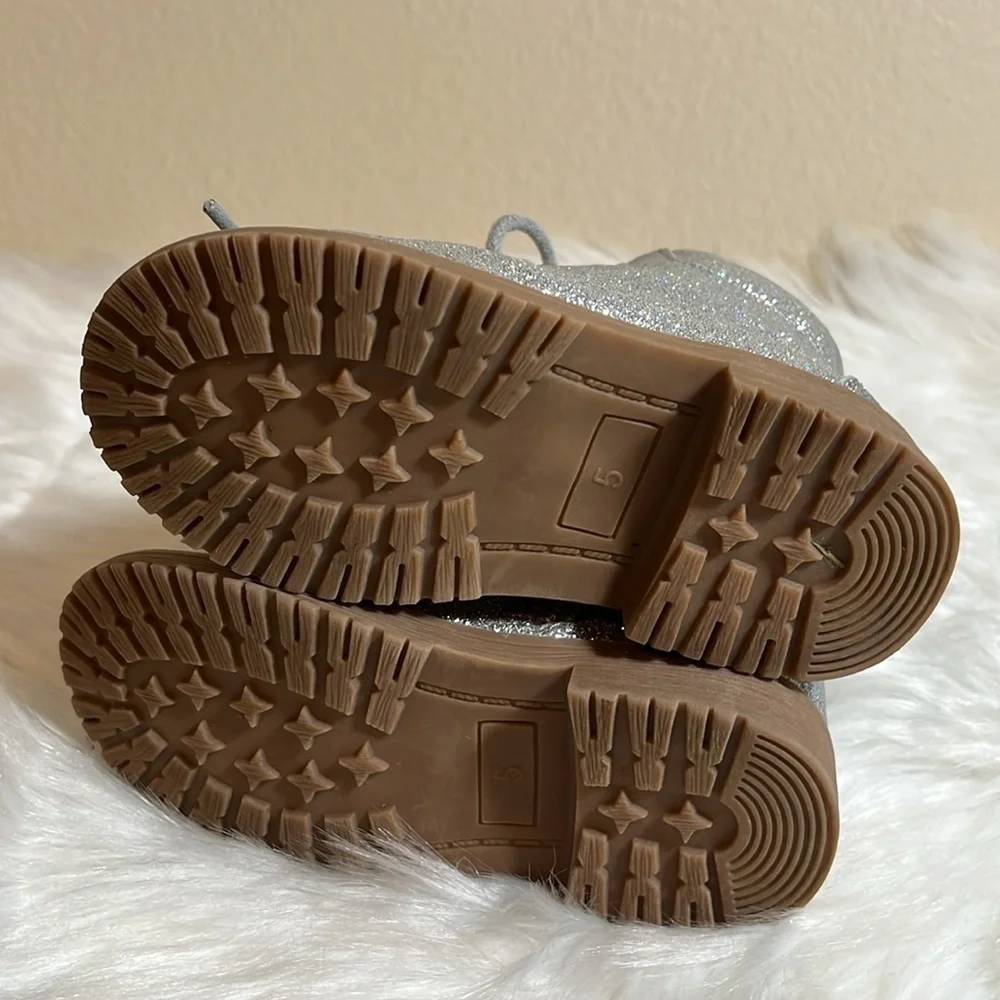 Mia Silver Glitter Lace Toddler Boots